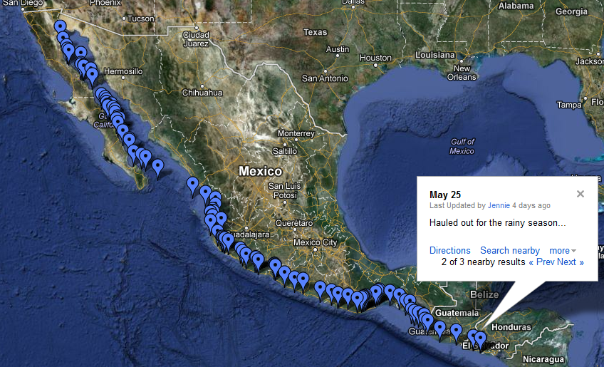 Map of Naomi's trip